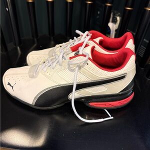Puma Men's White, Black, and Red Athletic Shoes
